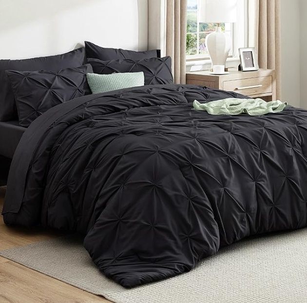 Queen comforter, sheet set and shams, Black