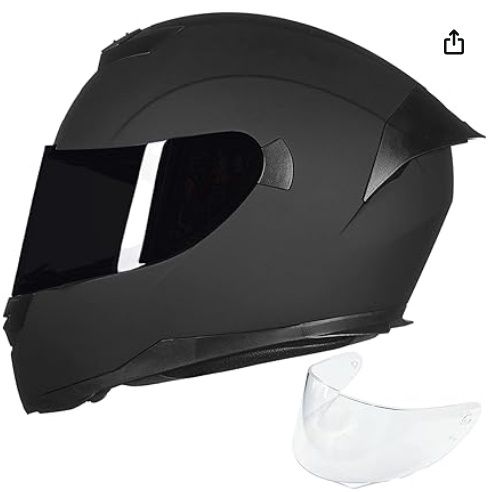 ILM Full Face Motorcycle Helmut, Model-317(Matte Black, L)