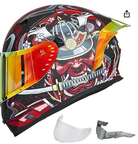 ILM Motorcycle Helmet Full Face Model Z501(Armor Red, Medium)