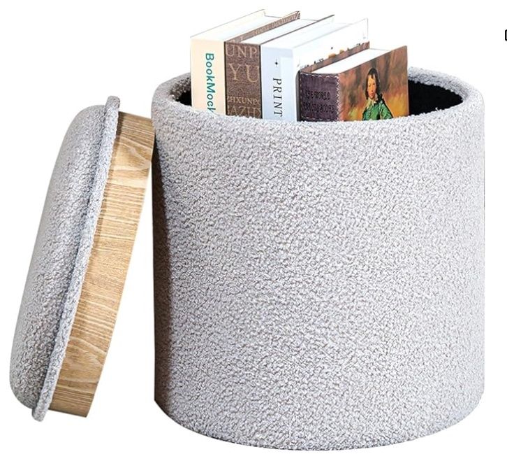 PINPLUS Storage Ottoman Round 13.4&quot;x13.4&quot;x15&quot; (Grey)