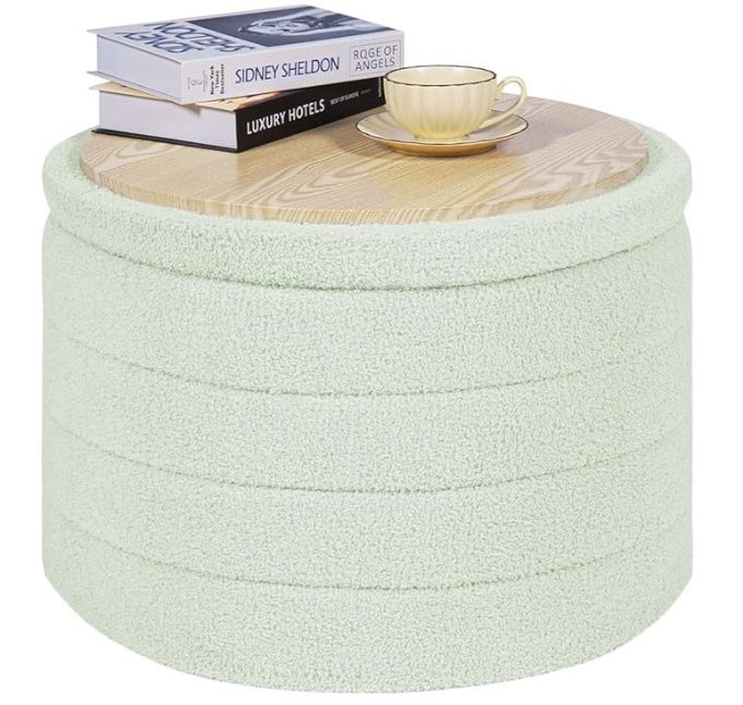 PINPLUS Round Storage Ottoman with Tray