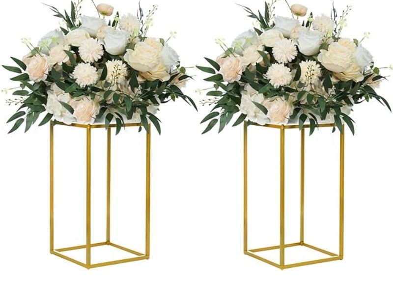YALLOVE 2 Pack 40 CM Gold Wedding Flower Stand