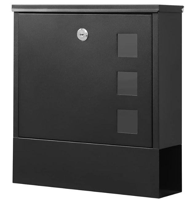 KYODOLED Locking Mailbox Wall Mount 13 x 3.4 x 11.8 Inch, Black