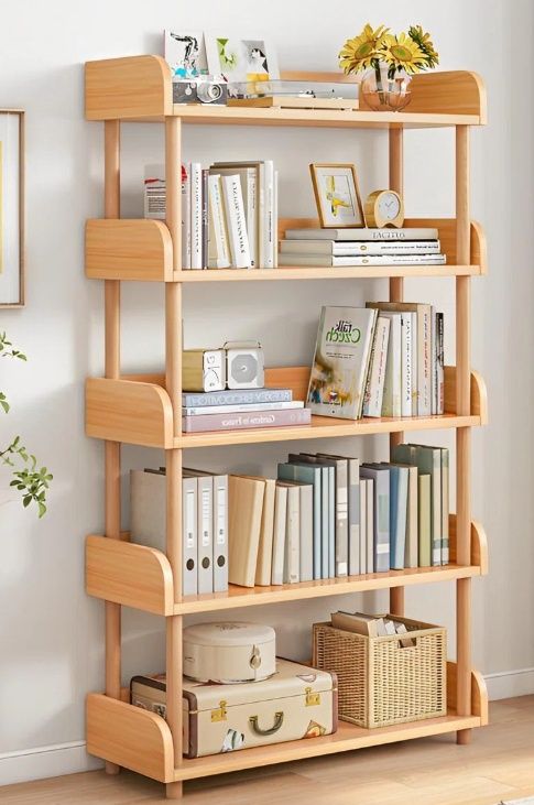 Mopam 5-Tier Wooden Open Bookcase