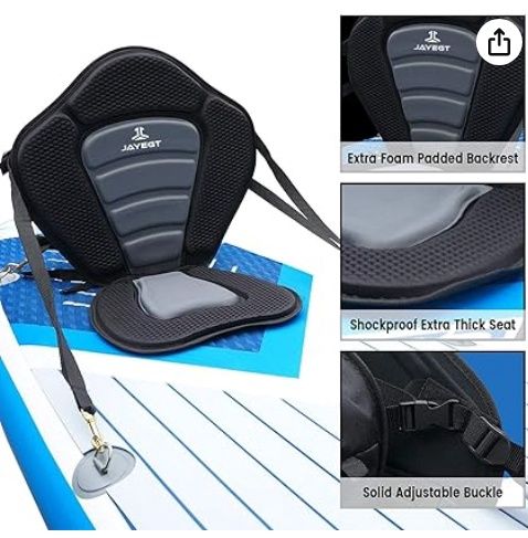 JAYEGT Kayak Seat Deluxe Padded Back Canoe Seat with Back Support