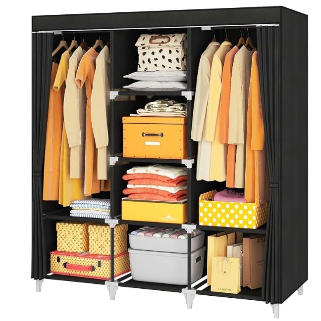 ZVZHM Portable Closet, 53 Inch Wardrobe Closet for Hanging Clothes