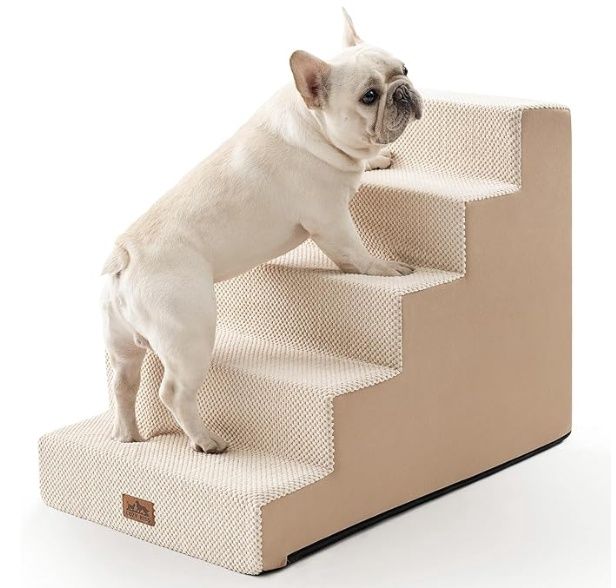 COZY KISS Dog Stairs for Small Dogs, 5 Tier Wider Pet Stairs for High Beds