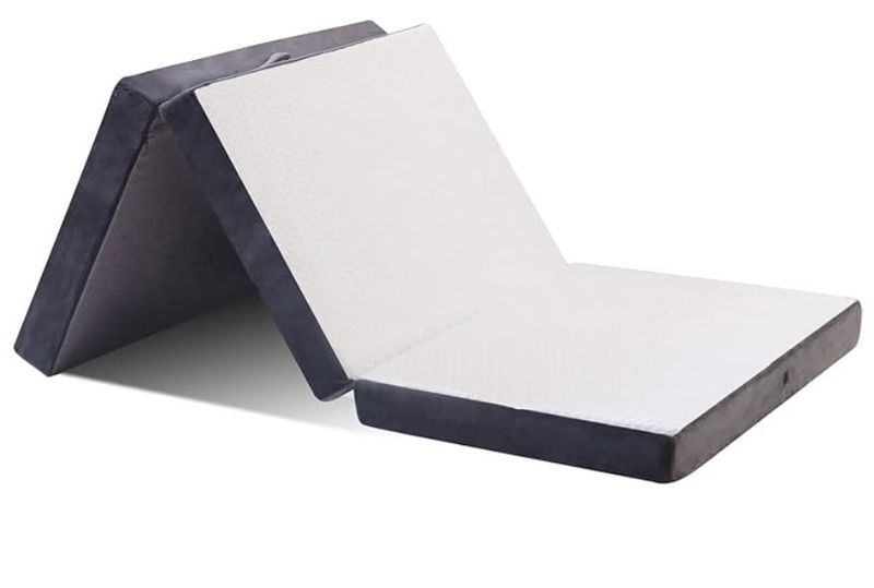 Tri-Folding Floor Mattress with Super Soft Removable Bamboo Cover for Guest Children