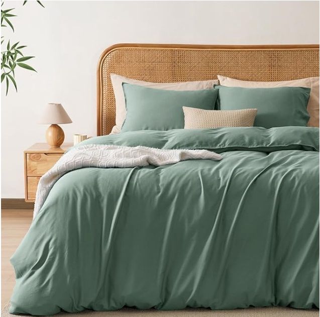 PHF Linen Duvet Cover King Size, 100% polyster