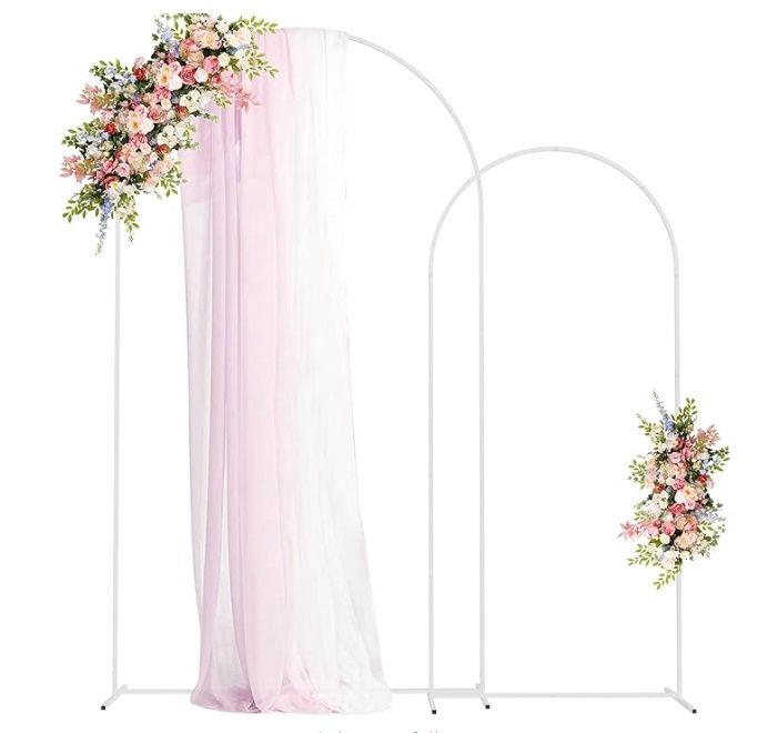 Fomcet Metal Arch Backdrop Stand Set of 2 Wedding Arch Stand White 7.2FT &amp; 6FT