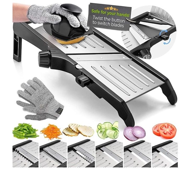 Gramercy Adjustable Mandoline Slicer for Kitchen, Potato Cutter, Vegetable Chopper