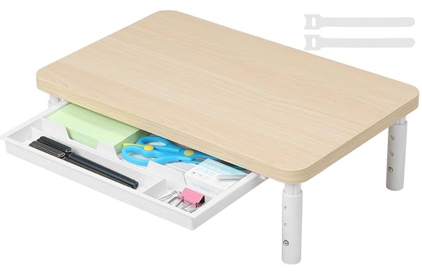 ETHU Monitor Stand for Desk, 3 Height Adjustable Computer Monitor Riser with Storage Drawer