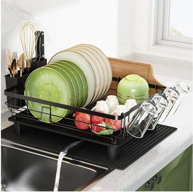 Boosiny Dish Drying Rack with Drainboard, Dish Racks for Kitchen Counter