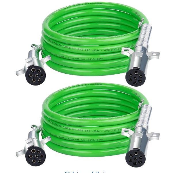 CheeMuii 2 Pack 7 Way Trailer Cord 15 FT ABS Electrical Trailer Wire Heavy Duty