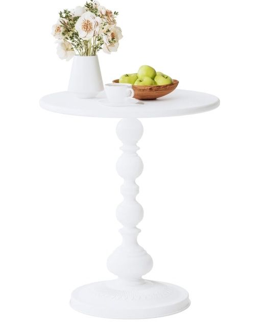 Metal Small Round Side End Table, Vintage Matte Coffee Drink Cocktail Table 21"