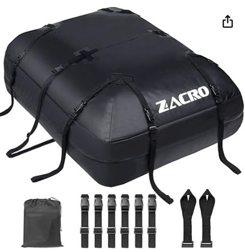 Zacro Roof Top Cargo Carrier Bag - 15 Cubic Foldable Roof Cargo Bag