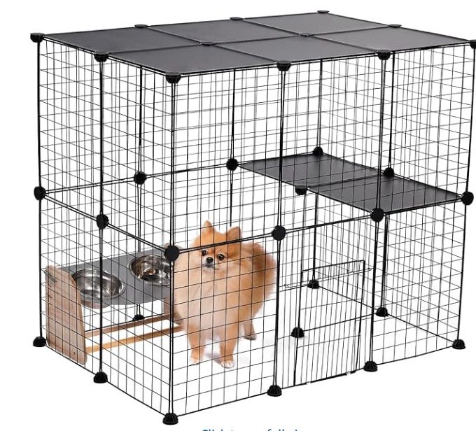 PAWZ Road Pet Playpen, Metal Yard Fence with Door, 34pcs DIY Cage House