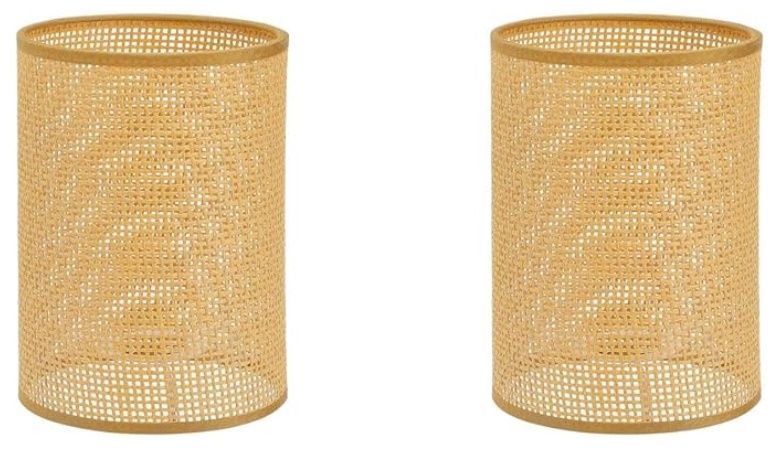 DOITOOL 2Pcs Rattan Drum Lamp Shade Replacement E27/E14
