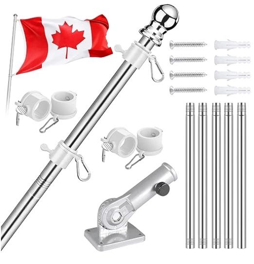 6FT Flag Pole Kit - Flag Poles for Outside with 180 Degree Adjustable Bracket
