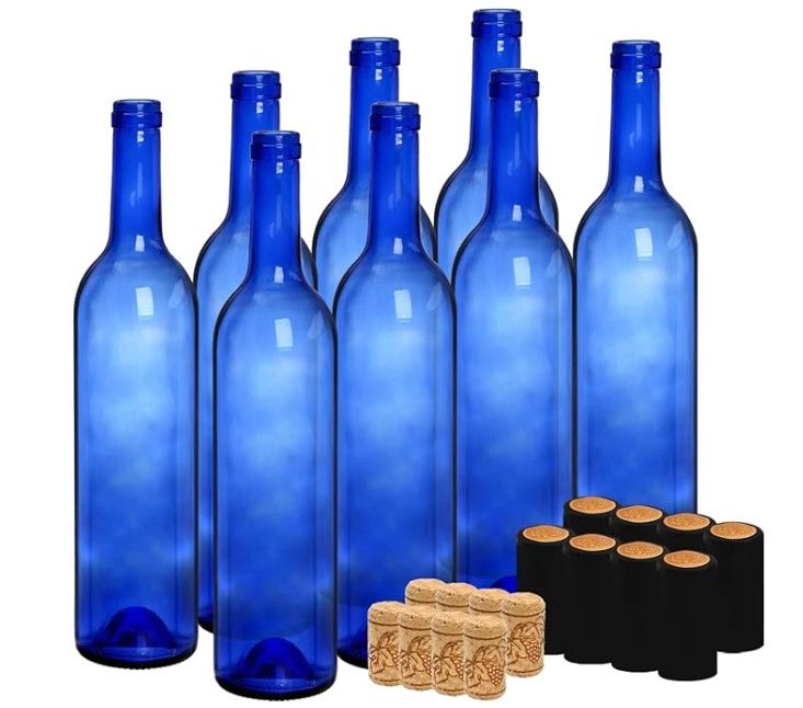 DEAYOU 8 Pack 750ml Bordeaux Wine Bottles, Glass Clear Bottles