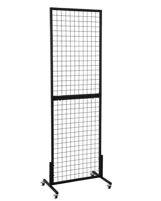 2&#39; x 6&#39; Grid Wall Panels Standing Wire Grid, Display Rack with T-Base Wheels