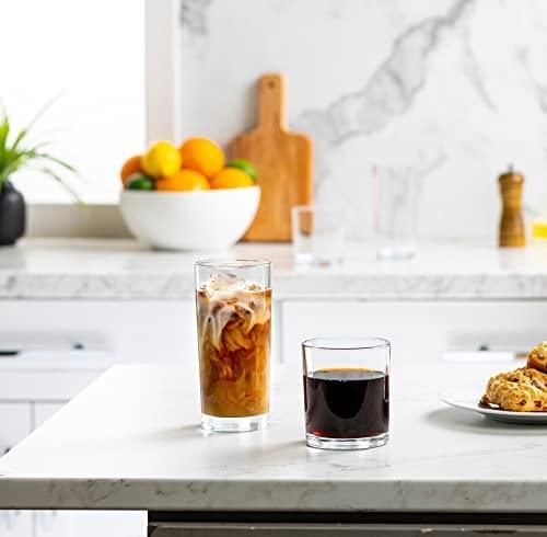 Everyday Drinking Glasses Set of 8 Drinkware Kitchen Glasses for Cocktail, Iced Coffee
