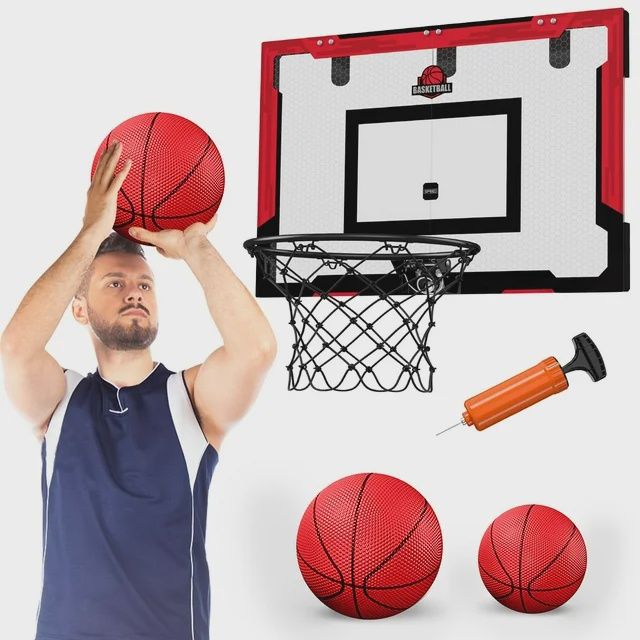 HYES 24&quot; x 16&quot; Large Basketball Hoop Indoor for Adults, Over The Door Basketball Hoop
