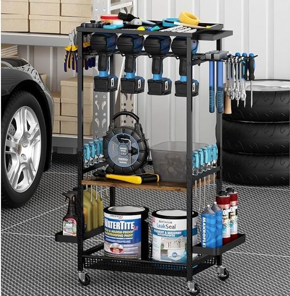 GILLAS Power Tool Organizer with Wheels for Garage Storage Organization,3 Tier