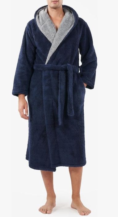 DAVID ARCHY Men&#39;s Soft Fleece Plush Robe Full Length Long Bathrobe