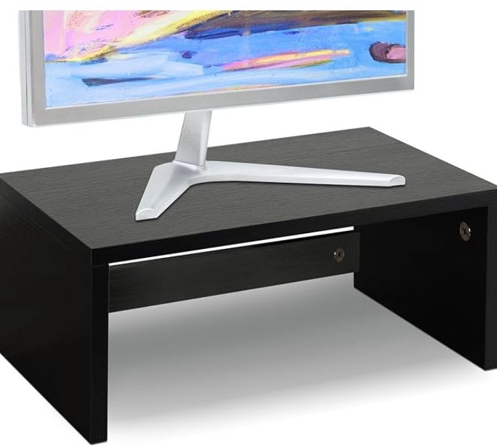 TEAMIX 14.2 inch Monitor Stand Riser, Wood Monitor Riser with Storage