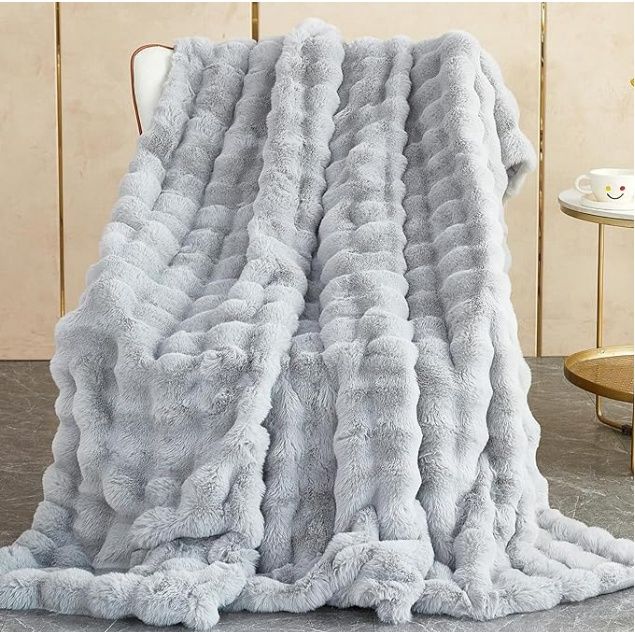 Soft Warm Faux Rabbit Fur Blanket Fluffy Blanket Thick 1000 G/M² Faux Fur Blanket Faux