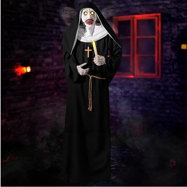 Halloween Animatronics 6ft Nun Animated 72" Sister Decorations