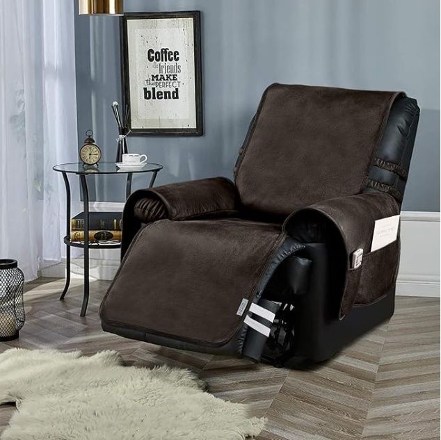 STONECREST Recliner Chair Cover, Water Resistant Faux Leather Slipcover