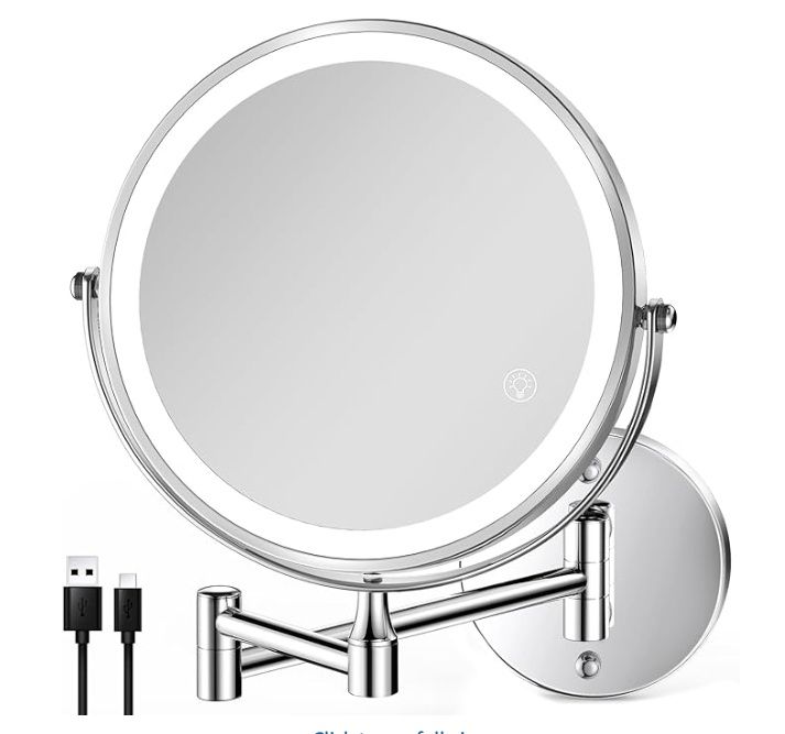 8.5 Inch Rechargeable Wall Mounted Lighted Makeup Mirror
