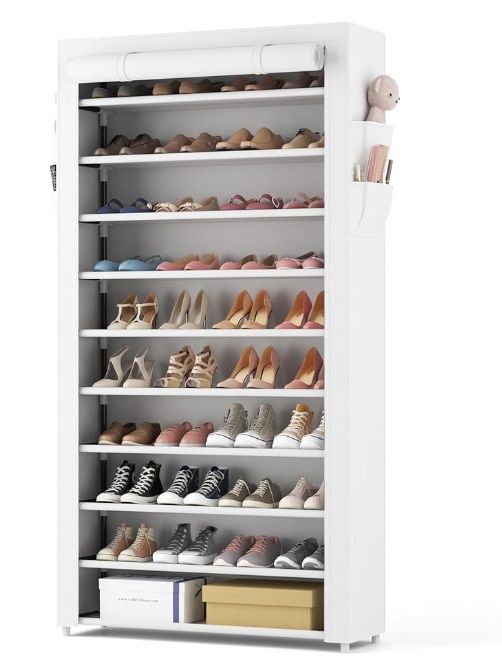 ROJASOP Shoe Rack with Covers 10 Tier Large Shoe Organizer Tall Shoe Closet
