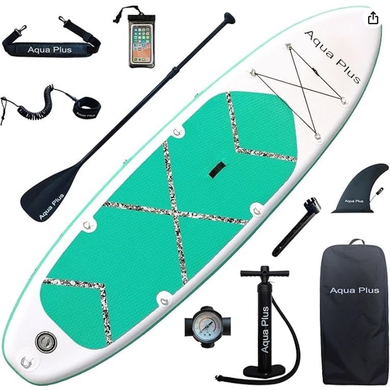 Aqua Plus 6inches Thick Inflatable SUP for All Skill Levels Stand Up Paddle Board
