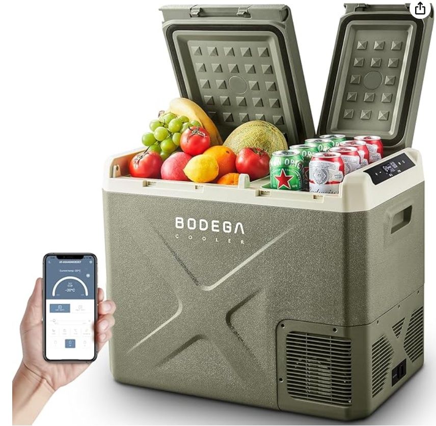 12V Portable Refrigerator, 42Quart (40L) Dual Zone Car Refrigerator