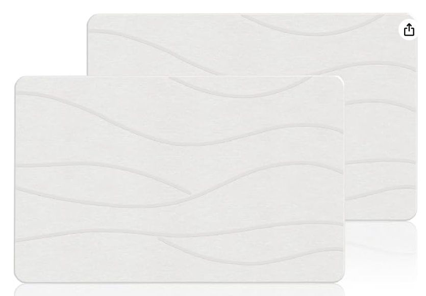 THMINS 2 Pack Extra Large Stone Bath Mat, 32&#39;&#39;x20&#39;&#39; Non-Slip