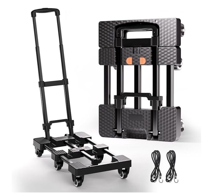 Folding Hand Truck 500lbs, Portable Heavy-Duty Dolly Cart, 6 Wheels