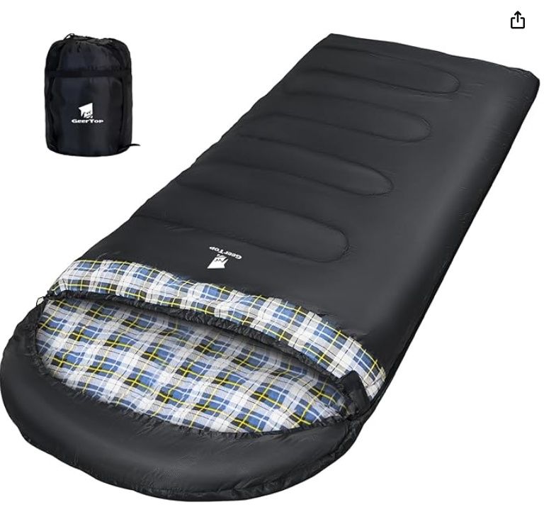 GEERTOP Portable Backpacking Sleeping Bags Flannel for Adults Big