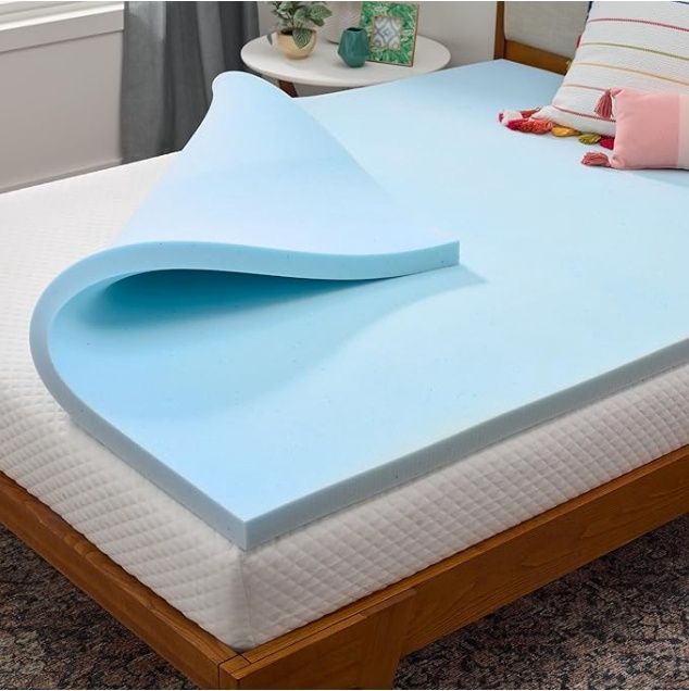 Linenspa 2 Inch Memory Foam Mattress Topper, Gel Infused Queen Mattress Topper