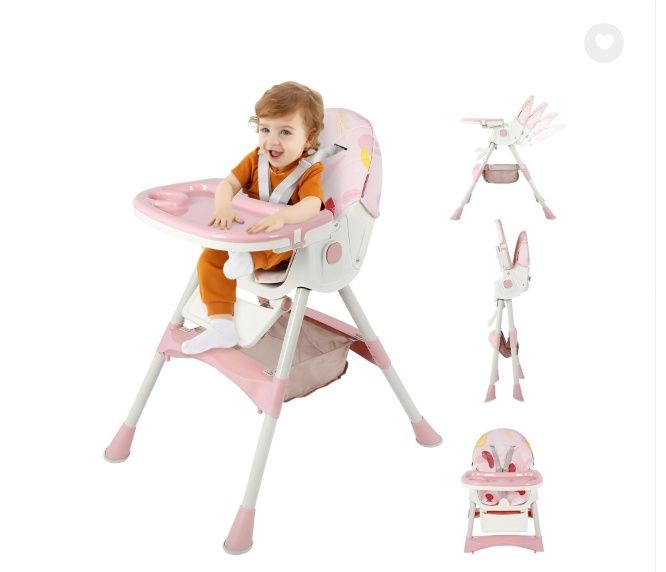 6-in-1 Foldable Baby High Chair for Babies &amp; Toddlers – Adjustable Height &amp; Recline