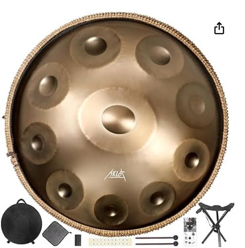 Handpan Drum,AKLOT 22 Inches D Minor Kurd 432Hz 10 Notes Premium Steel