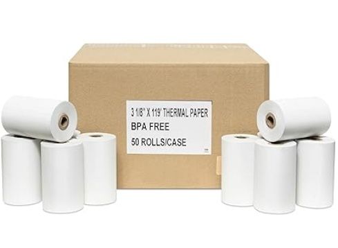 50 First Data 3 1/8 X 119 Thermal Credit Card Paper Rolls