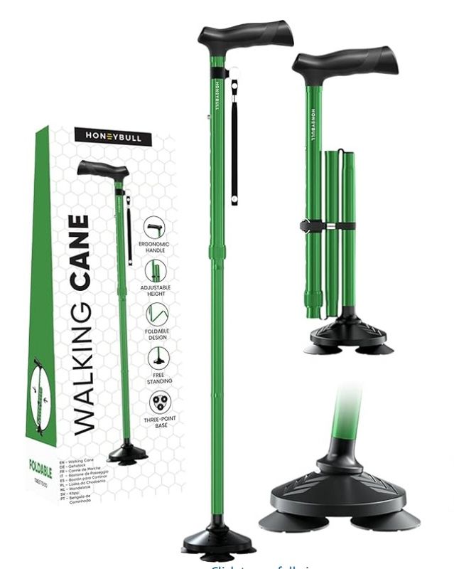 HONEYBULL Walking Cane for Men &amp; Women - Foldable, Adjustable