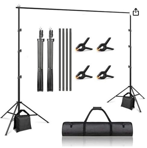Backdrop Stand Kit, 3x3m/10x10ft Adjustable Heavy Duty Photography Background