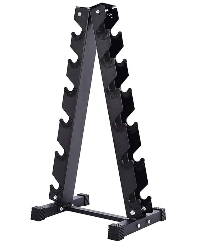 A-Frame Dumbbell Rack Steel Weight Rack for Dumbbells, 6-Tier Rack