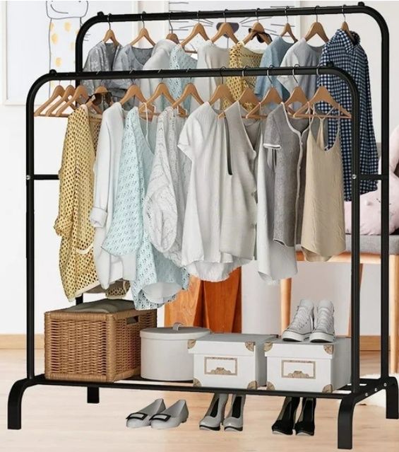Clothes Rack without Wheels Double Garment Rack