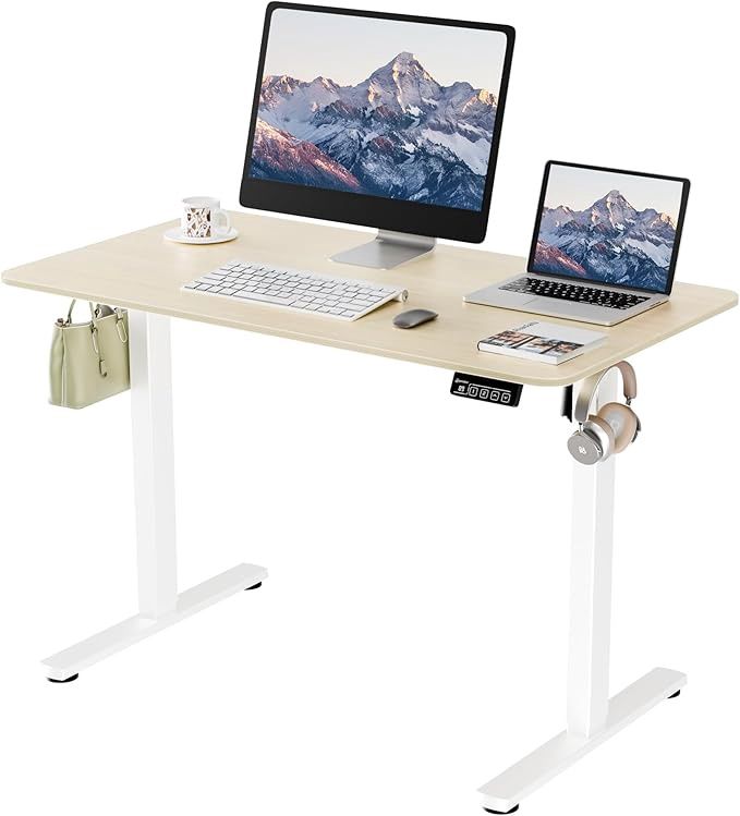 ERGOMAKER Electric Height Adjustable Standing Desk 43.3&quot;x23.6&quot;