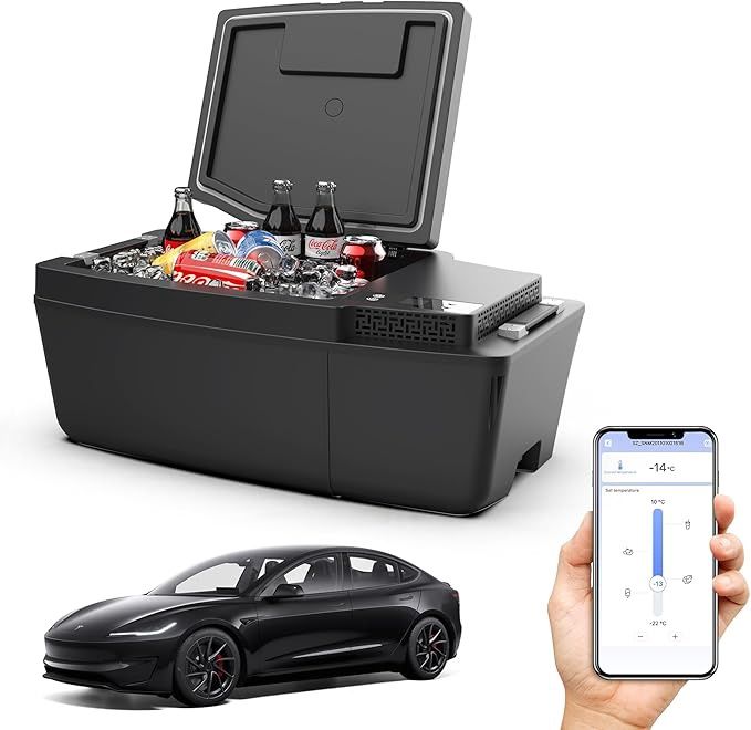 Car Refrigerator for Tesla Model 3, Car Fridge 12V Refrigerator